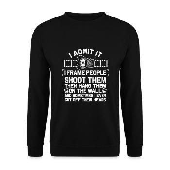 Photographe Cadeau Pour Hommes Femmes Cool Photographie - Sweat-shirt Unisexe - noir - Devant - Alina (178cm) & Michal (187cm)
