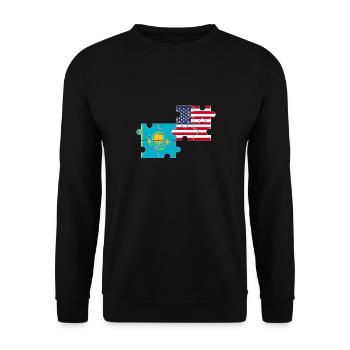 Kazakhstan USA Flag Kazakh américain - Sweat-shirt Unisexe - noir - Devant - Alina (178cm) & Michal (187cm)