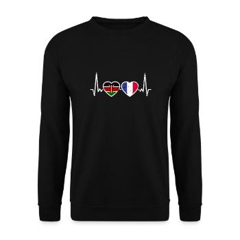 Kenya France Vintage Heartbeat Flag - Sweat-shirt Unisexe - noir - Devant - Alina (178cm) & Michal (187cm)