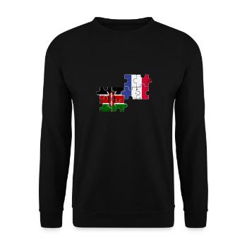 Kenia Frankreich Vintage Flagge Kenianer - Unisex Pullover - Schwarz - Vorne - Alina (178cm) & Michal (187cm)
