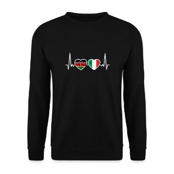 Kenia Italien Vintage Herzschlag Flagge Kenianer - Unisex Pullover - Schwarz - Vorne - Alina (178cm) & Michal (187cm)