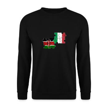 Kenia Italien Vintage Flagge Italienisch Kenianer - Unisex Pullover - Schwarz - Vorne - Alina (178cm) & Michal (187cm)