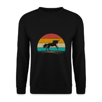 Vintage Unicorn Retro Distressed Unicorn Lover - Unisex Sweatshirt - black - Front - Alina (178cm) & Michal (187cm)