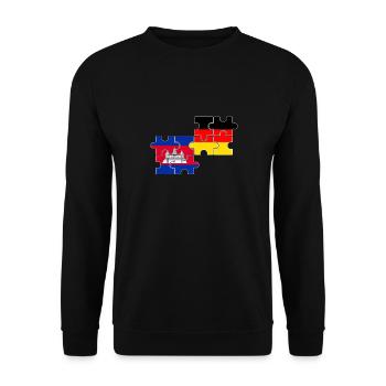 Kambodscha Deutschland Flagge Kambodschaner - Unisex Pullover - Schwarz - Vorne - Alina (178cm) & Michal (187cm)