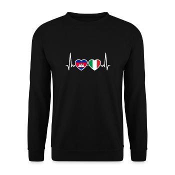 Kambodscha Italien Herzschlag Flagge Kambodschaner - Unisex Pullover - Schwarz - Vorne - Alina (178cm) & Michal (187cm)