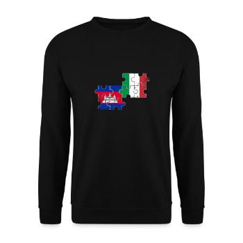 Kambodscha Italien Vintage Flagge Kambodschaner - Unisex Pullover - Schwarz - Vorne - Alina (178cm) & Michal (187cm)