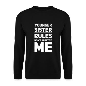 Sœur cadette Les règles ne s’appliquent pas à moi Frère ou sœur - Sweat-shirt Unisexe - noir - Devant - Alina (178cm) & Michal (187cm)