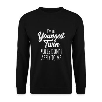 Twins Matching, Birthday Siblings Youngest Twin - Unisex Sweatshirt - black - Front - Alina (178cm) & Michal (187cm)