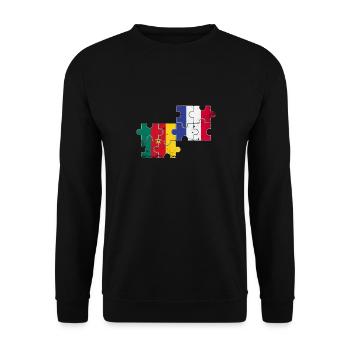 Cameroon France Vintage Flag Cameroonian - Unisex Sweatshirt - black - Front - Alina (178cm) & Michal (187cm)