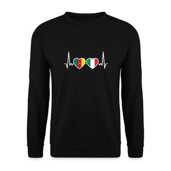 Cameroun Italie Heartbeat Flag Camerounais - Sweat-shirt Unisexe - noir - Devant - Alina (178cm) & Michal (187cm)