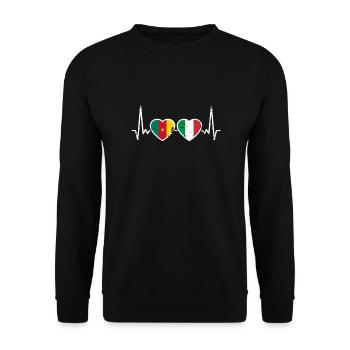 Cameroon Italy Vintage Heartbeat Flag - Unisex Sweatshirt - black - Front - Alina (178cm) & Michal (187cm)