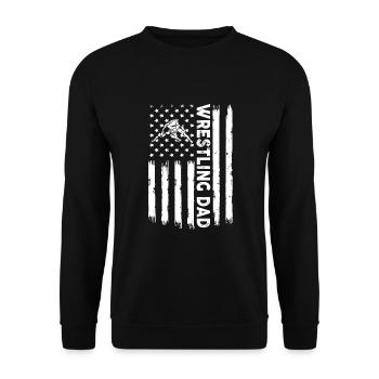 Herren Distressed USA Amerikanische Flagge Wrestling Papa - Unisex Pullover - Schwarz - Vorne - Alina (178cm) & Michal (187cm)
