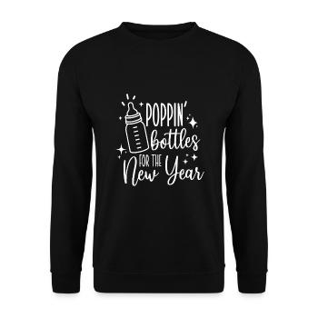 Bouteilles de Poppin pour le Nouvel An - Sweat-shirt Unisexe - noir - Devant - Alina (178cm) & Michal (187cm)