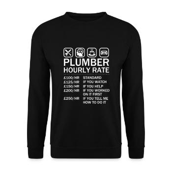 Plumber Hourly Rate Price List Labor Rates Plumb - Unisex Sweatshirt - black - Front - Alina (178cm) & Michal (187cm)