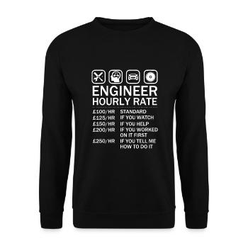 Engineer Hourly Rate Price Chart Labor Rates - Unisex Sweatshirt - black - Front - Alina (178cm) & Michal (187cm)