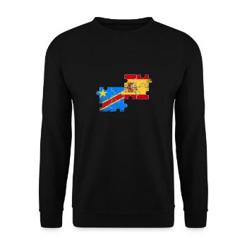DR Kongo Spanien Vintage Flagge Spanisch Kongolese - Unisex Pullover - Schwarz - Vorne - Alina (178cm) & Michal (187cm)