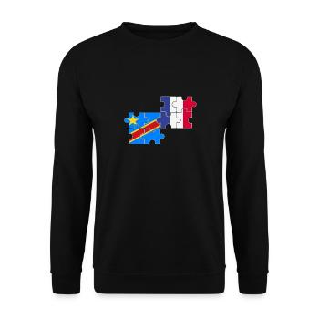 DR Kongo Frankreich Flagge Französisch Kongolese - Unisex Pullover - Schwarz - Vorne - Alina (178cm) & Michal (187cm)