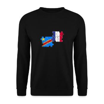 DR Kongo Frankreich Vintage Flagge Französisch - Unisex Pullover - Schwarz - Vorne - Alina (178cm) & Michal (187cm)