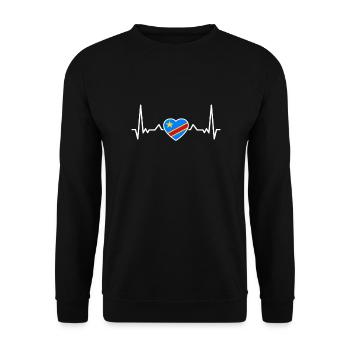 DR Kongo Herzschlag Kongolesische Flagge Kongolese - Unisex Pullover - Schwarz - Vorne - Alina (178cm) & Michal (187cm)