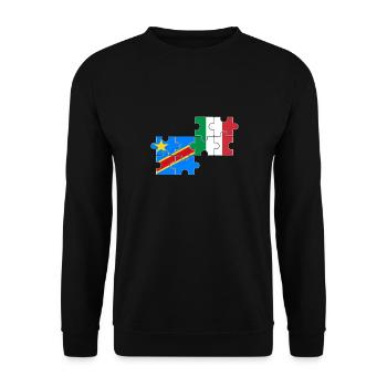 DR Kongo Italien Flagge Italienisch Kongolese - Unisex Pullover - Schwarz - Vorne - Alina (178cm) & Michal (187cm)