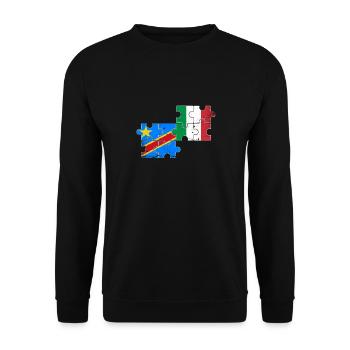 DR Kongo Italien Vintage Flagge Kongolese - Unisex Pullover - Schwarz - Vorne - Alina (178cm) & Michal (187cm)
