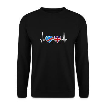 DR Kongo UK Herzschlag Flagge Kongolesisch - Unisex Pullover - Schwarz - Vorne - Alina (178cm) & Michal (187cm)