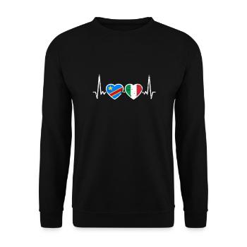 DR Congo Italie Vintage Heartbeat Flag - Sweat-shirt Unisexe - noir - Devant - Alina (178cm) & Michal (187cm)