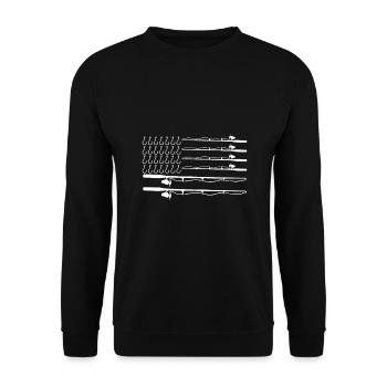Fathers Day Fishing flag fisherman rods fishing - Unisex Sweatshirt - black - Front - Alina (178cm) & Michal (187cm)