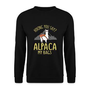 Fête des pères Cadeau Randonnée Alpaga Pun - Sweat-shirt Unisexe - noir - Devant - Alina (178cm) & Michal (187cm)