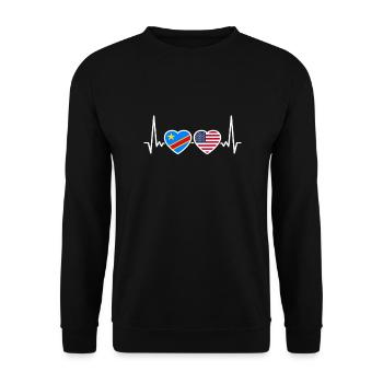 RD Congo USA heartbeat flag congolais - Sweat-shirt Unisexe - noir - Devant - Alina (178cm) & Michal (187cm)