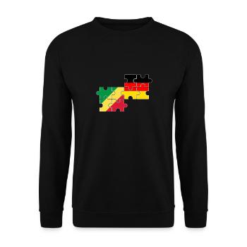 Republik Kongo Deutschland Flagge Kongolese - Unisex Pullover - Schwarz - Vorne - Alina (178cm) & Michal (187cm)