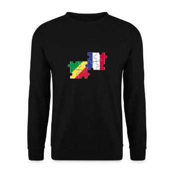 Republik Kongo Frankreich Flagge Kongolese - Unisex Pullover - Schwarz - Vorne - Alina (178cm) & Michal (187cm)
