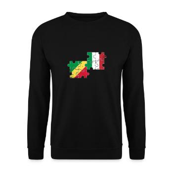 Republik Kongo Italien Vintage Flagge Kongole - Unisex Pullover - Schwarz - Vorne - Alina (178cm) & Michal (187cm)