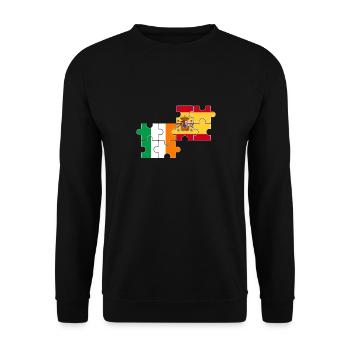 Ireland Spain Heartbeat Flag Spanish Irish - Unisex Sweatshirt - black - Front - Alina (178cm) & Michal (187cm)