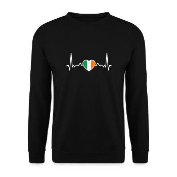 Irland Herzschlag Irische Flagge Ire - Unisex Pullover - Schwarz - Vorne - Alina (178cm) & Michal (187cm)
