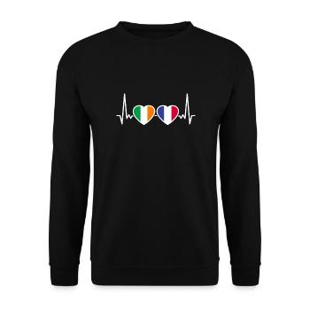 Irland Frankreich Herzschlag Flagge Ire - Unisex Pullover - Schwarz - Vorne - Alina (178cm) & Michal (187cm)