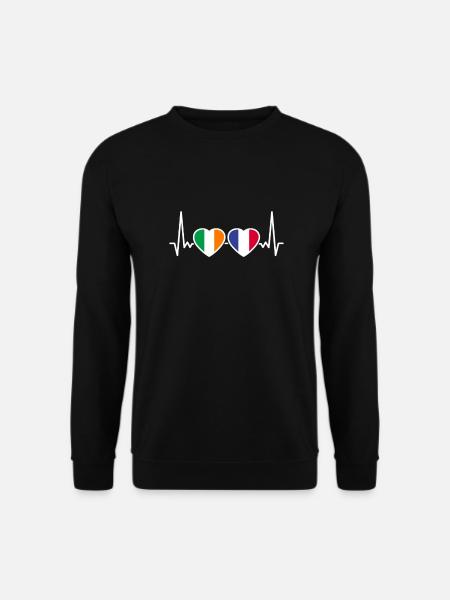 Irlande France Heartbeat Flag Irlandais - Sweat-shirt Unisexe - noir