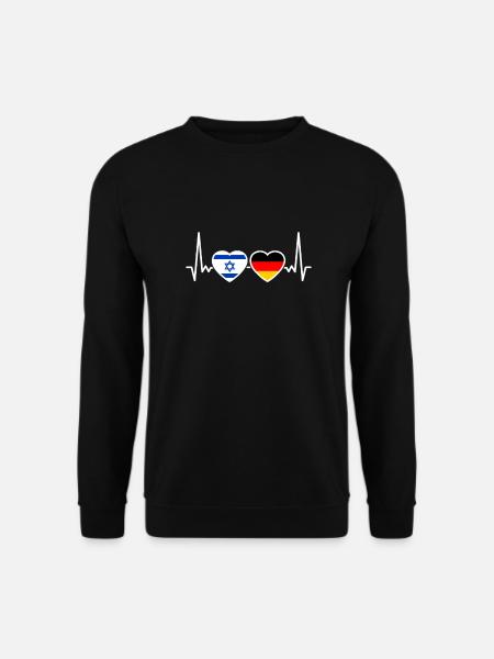 Israel Deutschland Herzschlag Flagge Israeli - Unisex Pullover - Schwarz