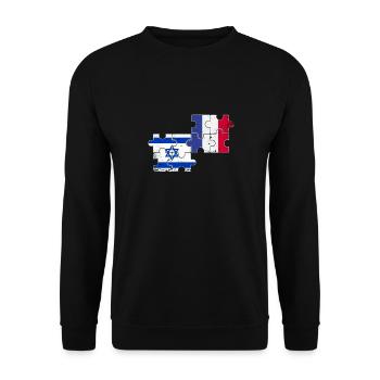 Israel France Vintage Flag Israeli - Unisex Sweatshirt - black - Front - Alina (178cm) & Michal (187cm)