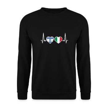 Israel Italy Vintage Heartbeat Flag Israeli - Unisex Sweatshirt - black - Front - Alina (178cm) & Michal (187cm)