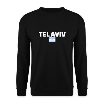 Tel Aviv Israël Drapeau israélien Israélien - Sweat-shirt Unisexe - noir - Devant - Alina (178cm) & Michal (187cm)