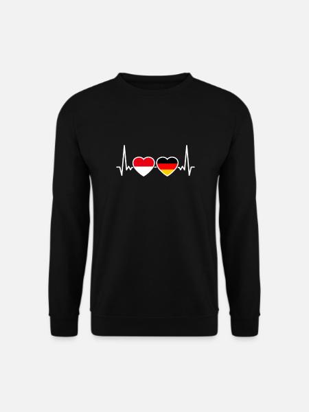 Indonesia Germany Heartbeat Flag - Unisex Sweatshirt - black