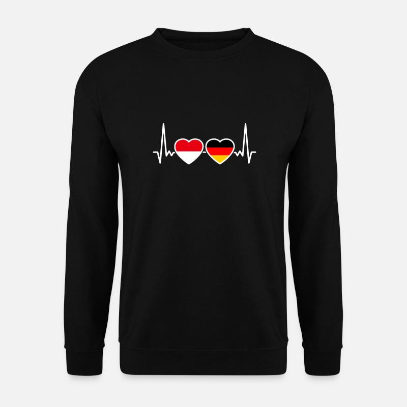 Indonesia Germany Heartbeat Flag - Unisex Sweatshirt - black