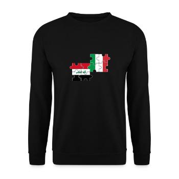 Irak Italien Flagge Italienisch Iraker - Unisex Pullover - Schwarz - Vorne - Alina (178cm) & Michal (187cm)