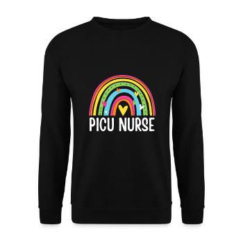Infirmière à l’USIP Soins infirmiers arc-en-ciel Pédiatrique intensif - Sweat-shirt Unisexe - noir - Devant - Alina (178cm) & Michal (187cm)