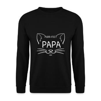 Schnurrender Papa Lustiger Katzenliebhaber Vater Papa - Unisex Pullover - Schwarz - Vorne - Alina (178cm) & Michal (187cm)