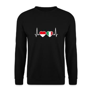 Indonesia Italy Heartbeat Flag Indonesian - Unisex Sweatshirt - black - Front - Alina (178cm) & Michal (187cm)