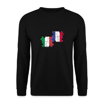 Italie France Vintage Flag Italien - Sweat-shirt Unisexe - noir - Devant - Alina (178cm) & Michal (187cm)