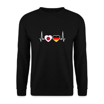 Japan Deutschland Herzschlag Flagge Japaner - Unisex Pullover - Schwarz - Vorne - Alina (178cm) & Michal (187cm)
