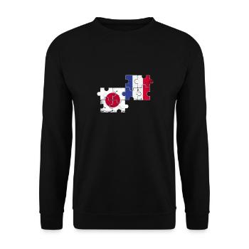 Japan Frankreich Vintage Flagge Japaner - Unisex Pullover - Schwarz - Vorne - Alina (178cm) & Michal (187cm)